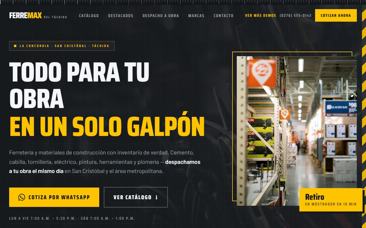 Diseño de página web para ferretería y materiales — FERREMAX
